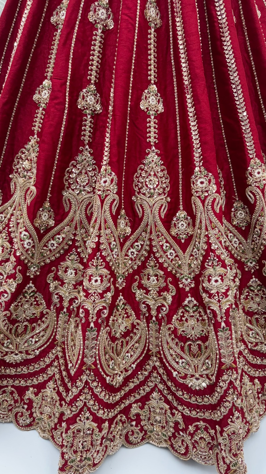 Maroon Silk Bridal Embroidered using Beads, Moti, Cotton Multi-Thread Handwork Semi-Stitched Lehenga Choli